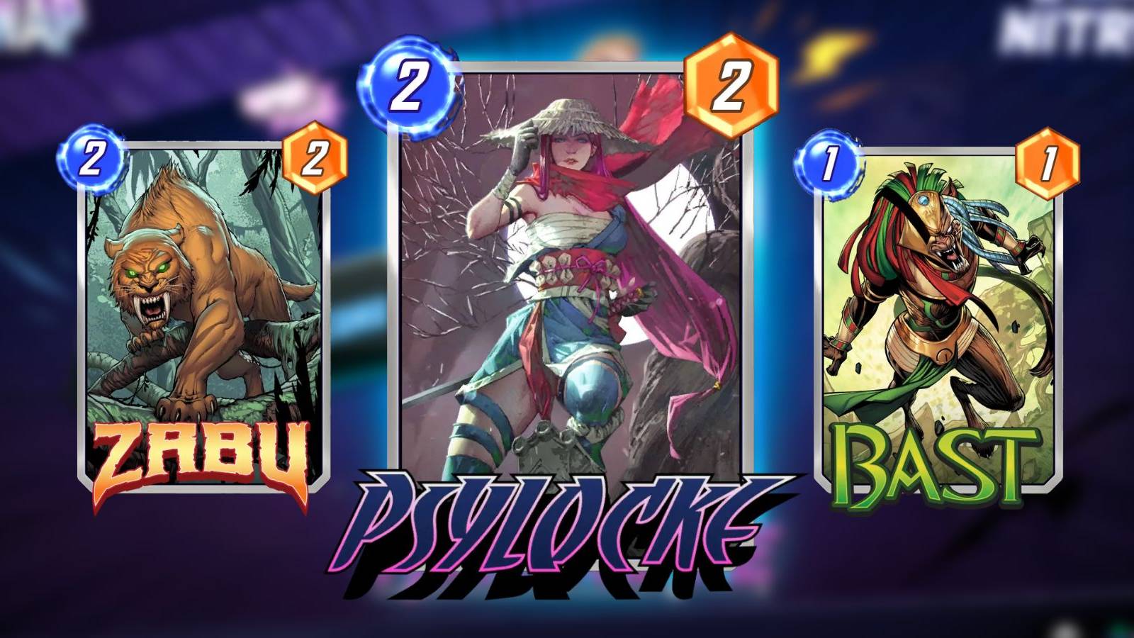 image showing the best cards for psylocke deck in marvel snap. 