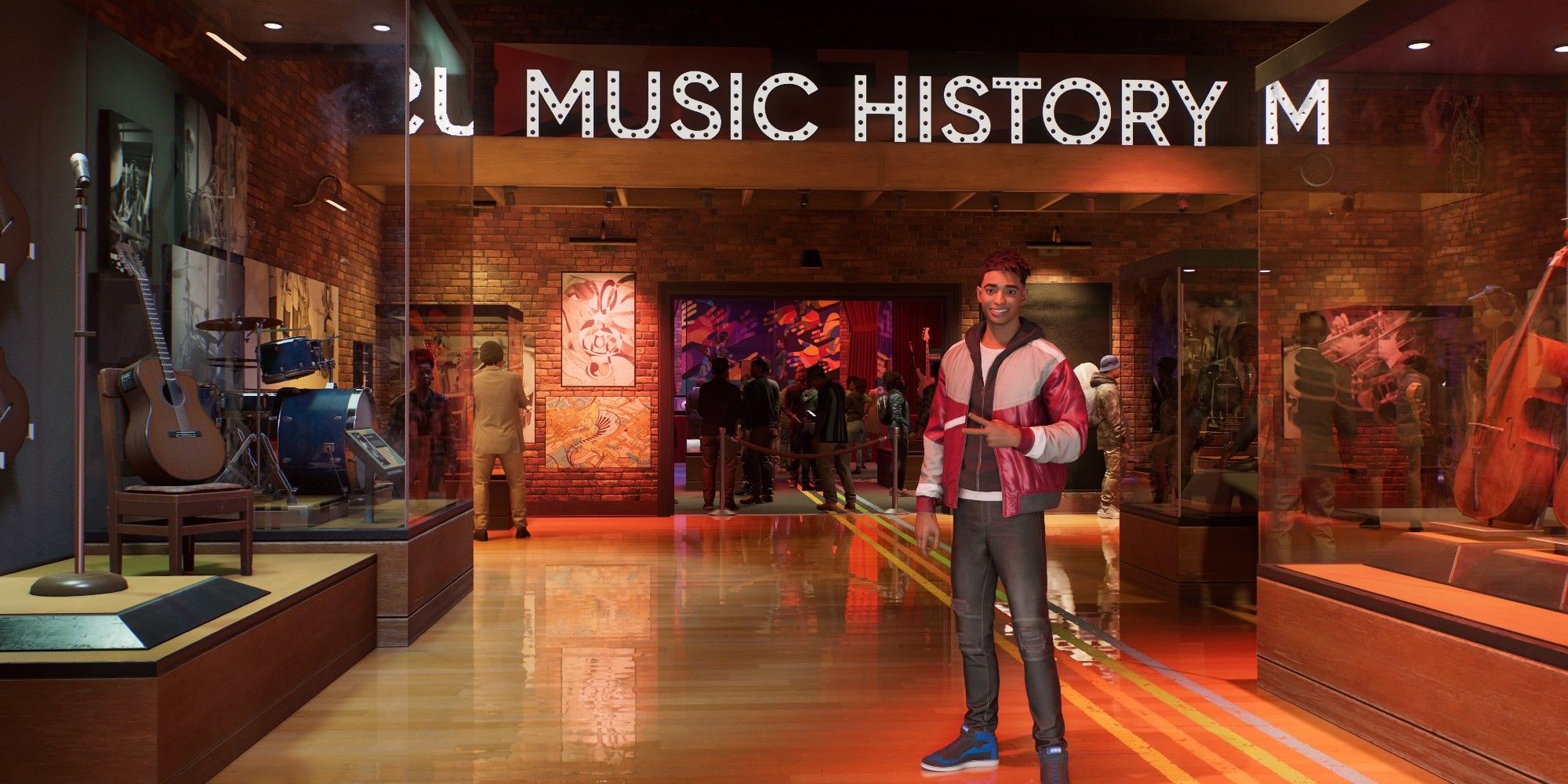 Miles posing in front of the music history musem