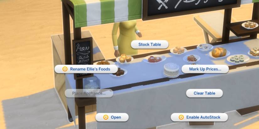 adding stock to a food stand table