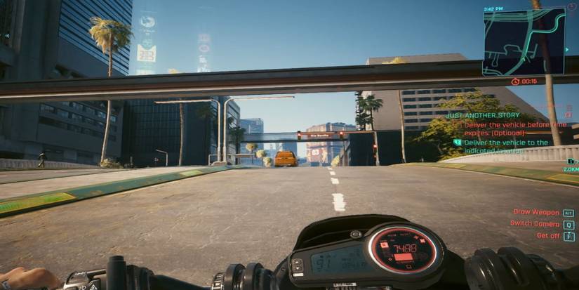 Riding on motorcycle in order to reach time limit in Cyberpunk 2077