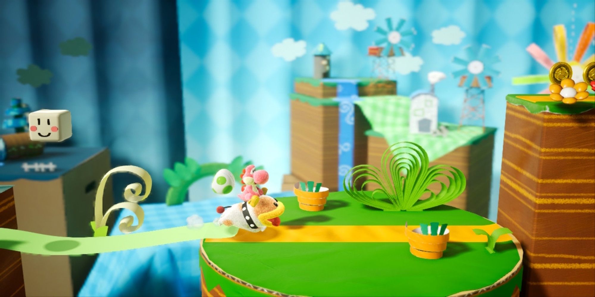 Riding Poochy in Yoshi's Crafted World