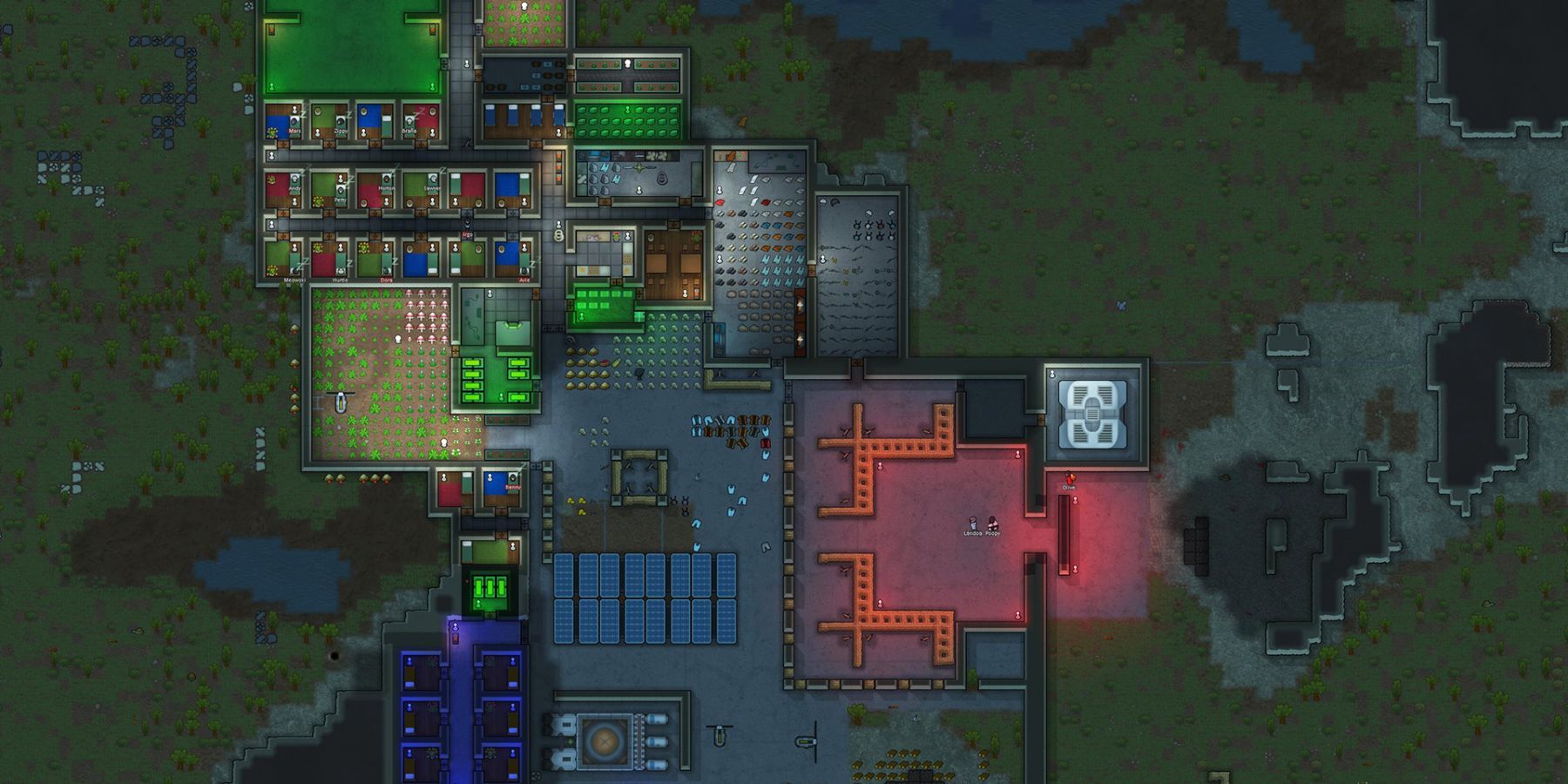 A player's colony in RimWorld