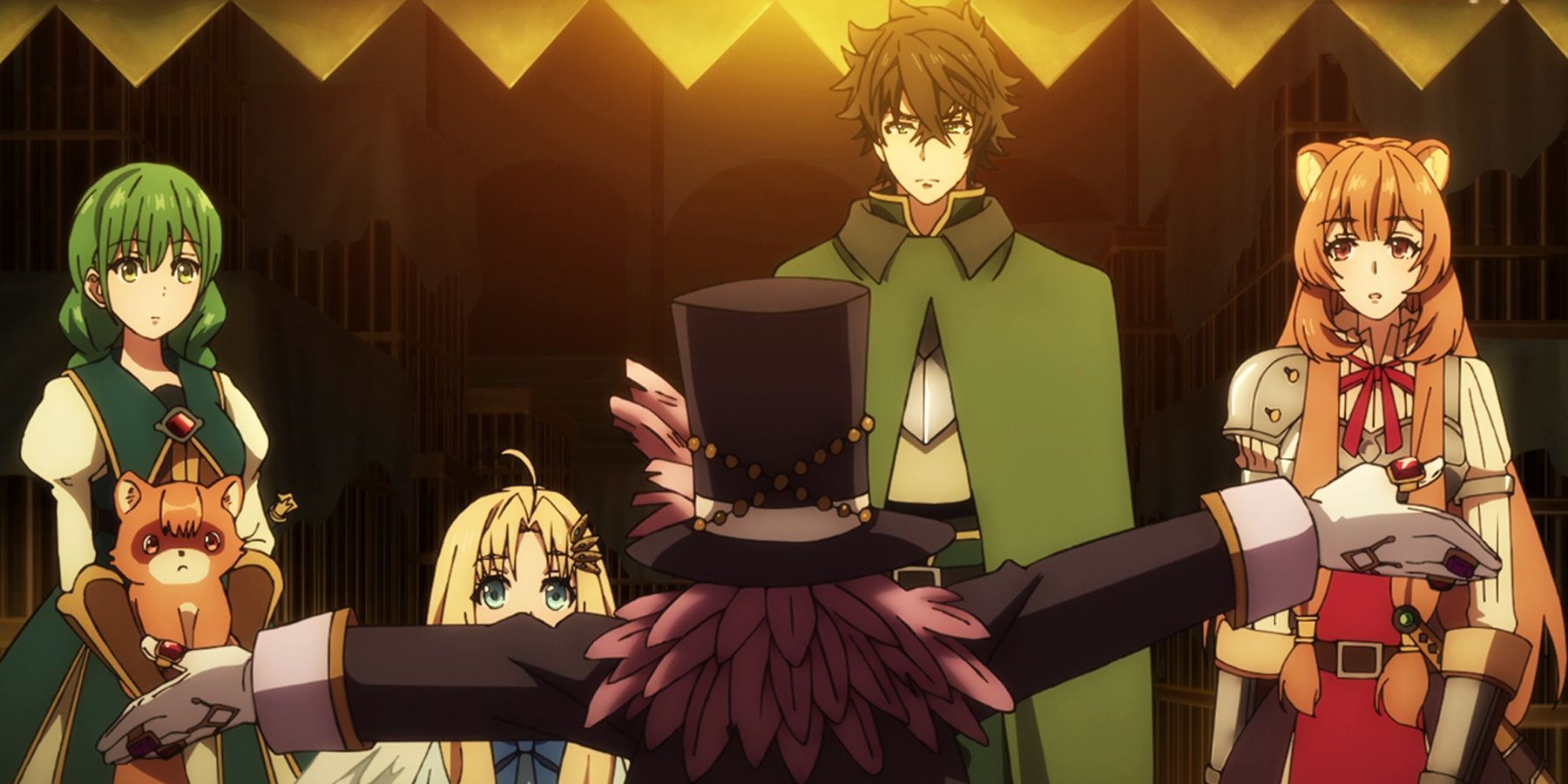 Rising of the shield hero Naofumi and friends with Slave merchant