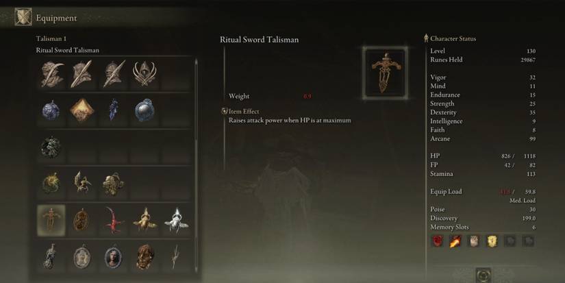 ritual sword talisman in elden ring