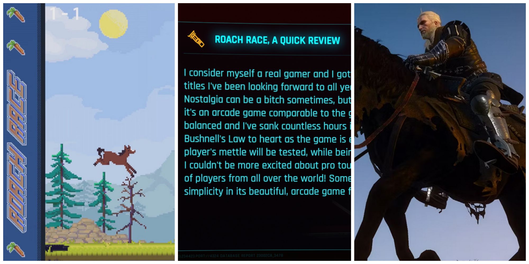 Cyberpunk 2077 Roach Race Arcade Game, Phantom Liberty Roach Race Review, Witcher Geralt On Roach
