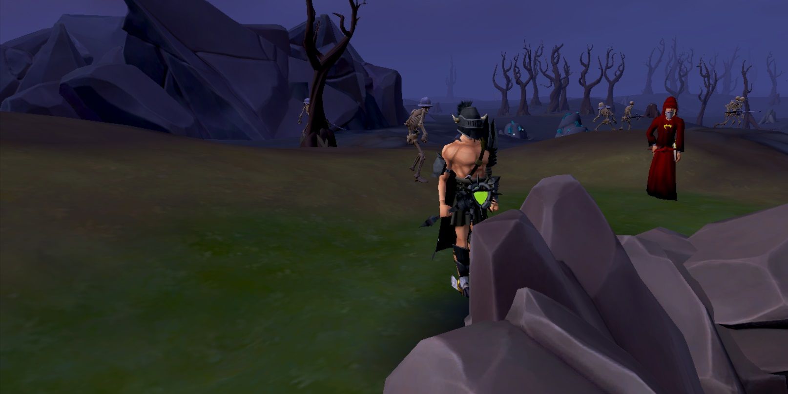 A player waits for combat in RuneScape 3's Wilderness.