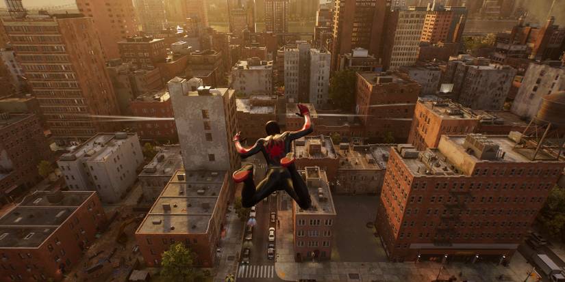 Miles Morales falling in NYC