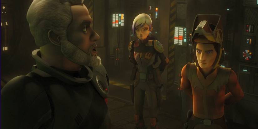 Saw Gerrera, Sabine, and Ezra in Star Wars Rebels