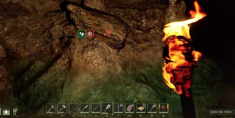 Fire Torch Lighting Up A Mine