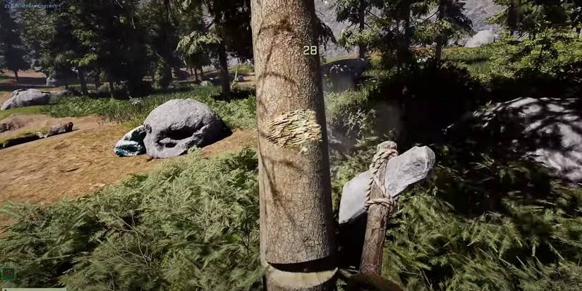 Player Chopping Down A Tree