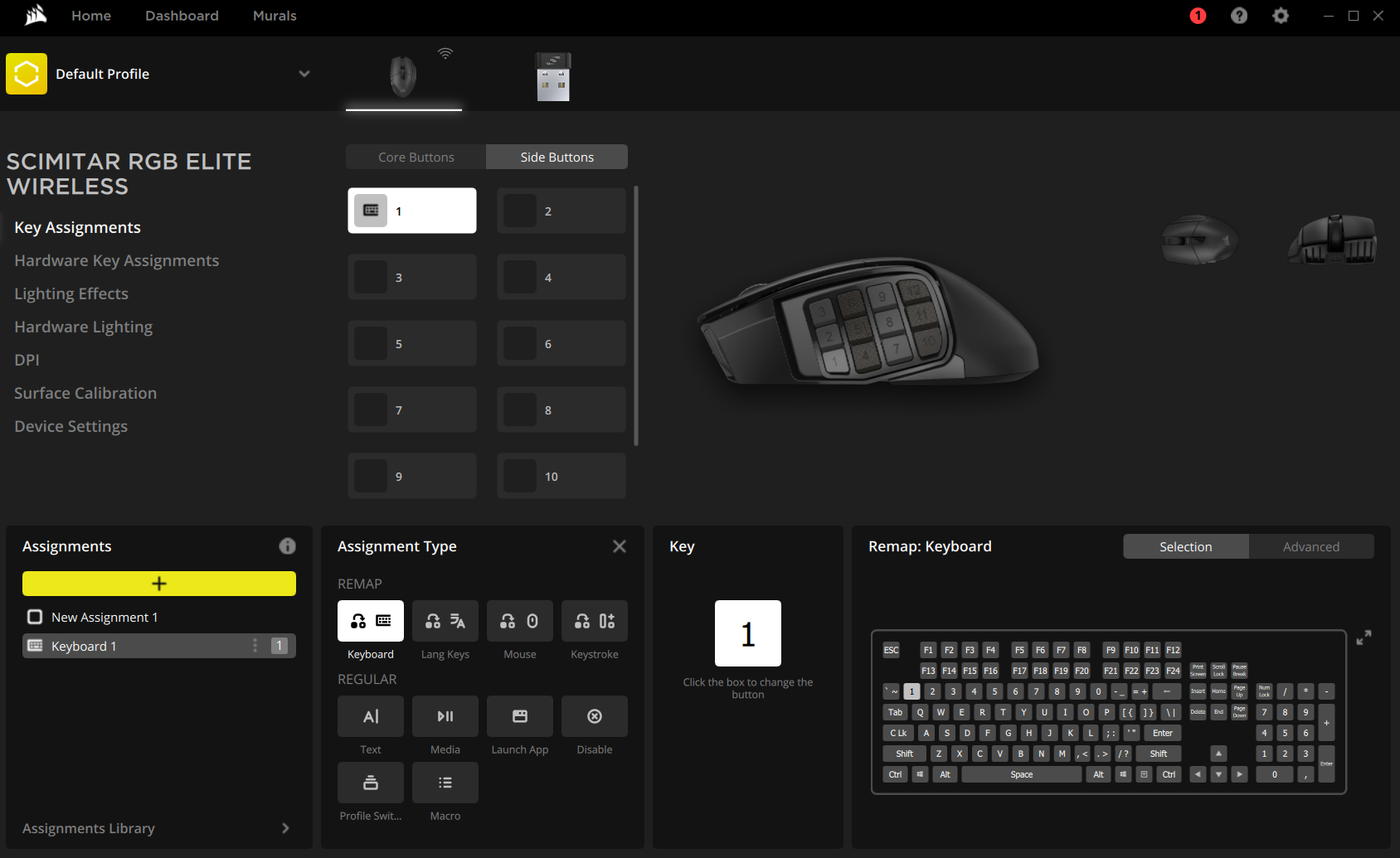 Corsair Scimitar Elite Wireless Key Assignments