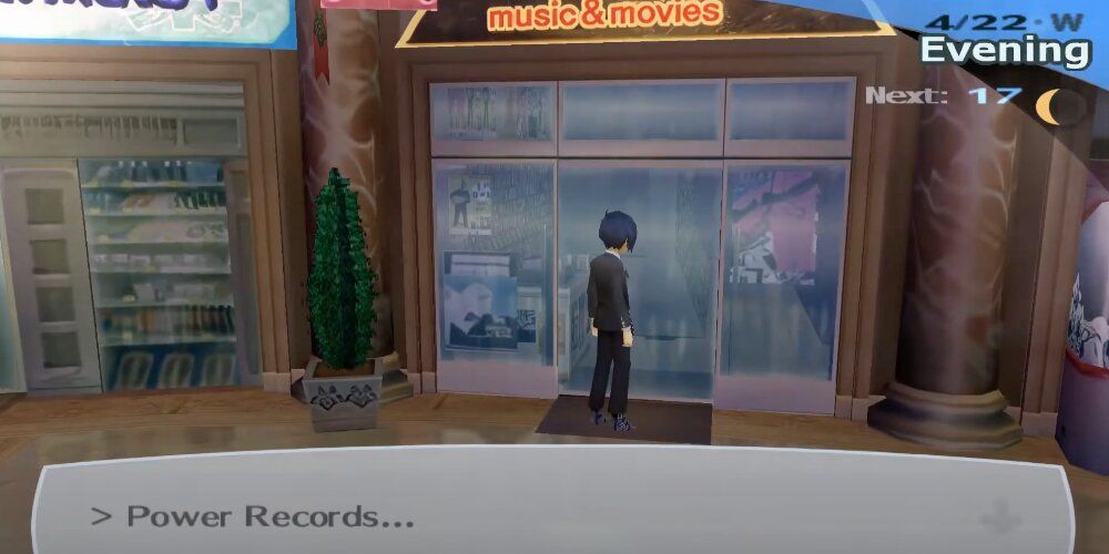 Protagonist Trying To Enter The Album Shop Persona 3