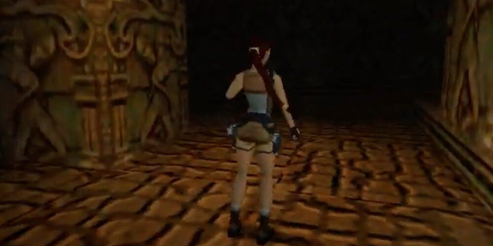Lara Entering A Dark Hallway