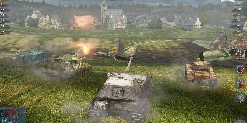 Group Of Tanks Sieging A Village