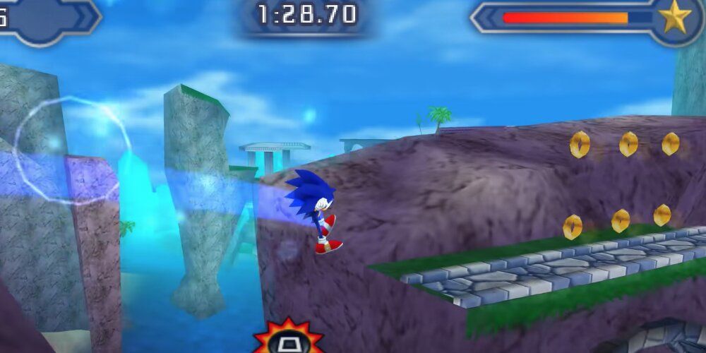 Sonic Leaping Onto A Platform