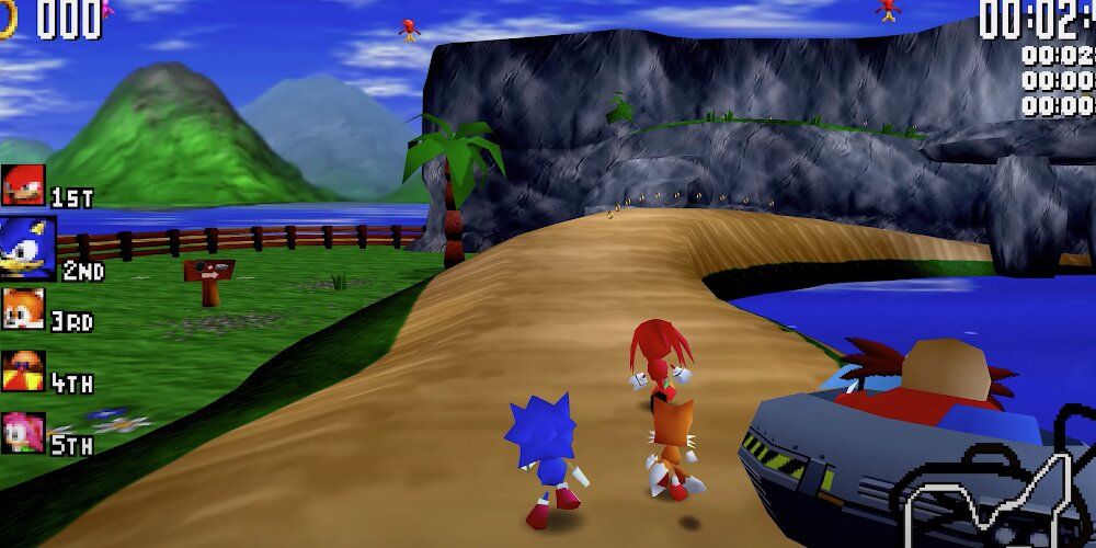 Sonic, Tails, Knuckles, And Eggman In Sonic R