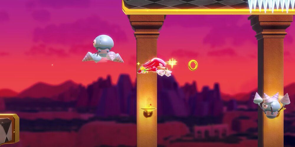 Knuckles Gliding Across Enemies In Sonic Superstars