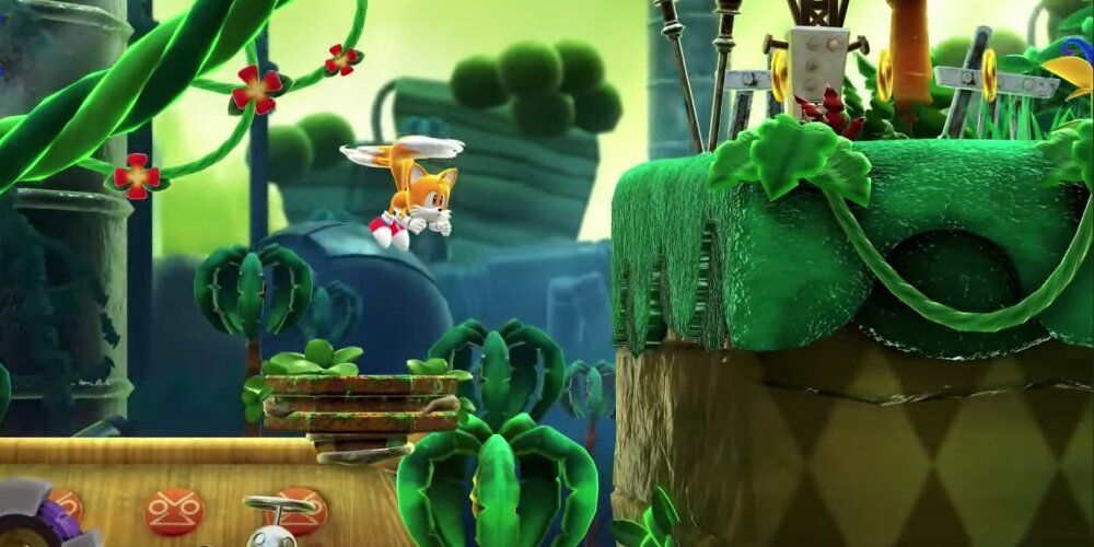 Tails Flying Around A Jungle In Sonic Superstars