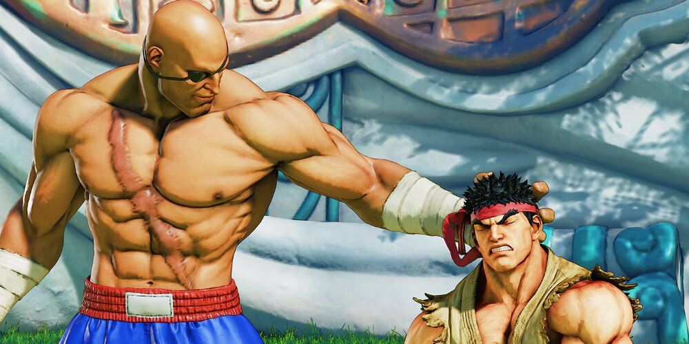 Sagat Grabbing Ryu's Head