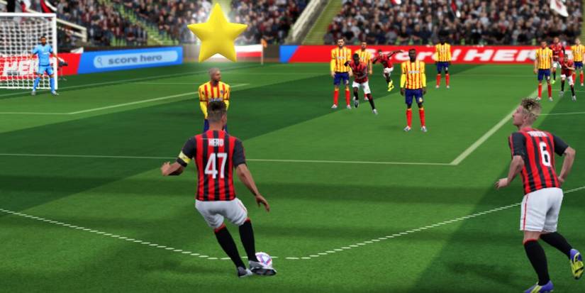 Player Taking A Curved Shot With A Star Rating Above The Player
