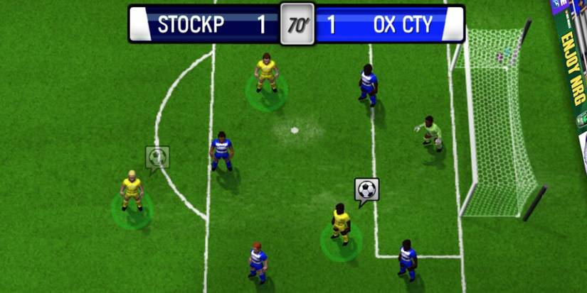 Over The Top Camera Of Players In Blue And Yellow Kits