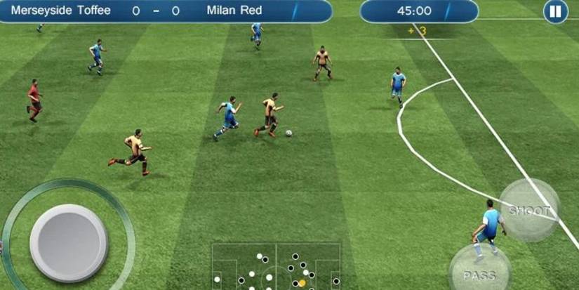 Players In Yellow And blue Kits Playing Soccer