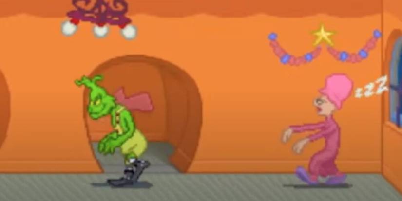 The Grinch Sneaking Past A Person Sleepwalking