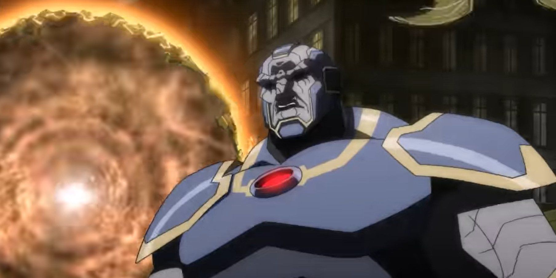 An image of Darkseid standing behind a portal
