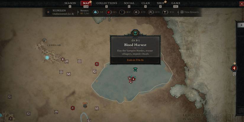 Diablo 4: region where a blood harvest event is taking place
