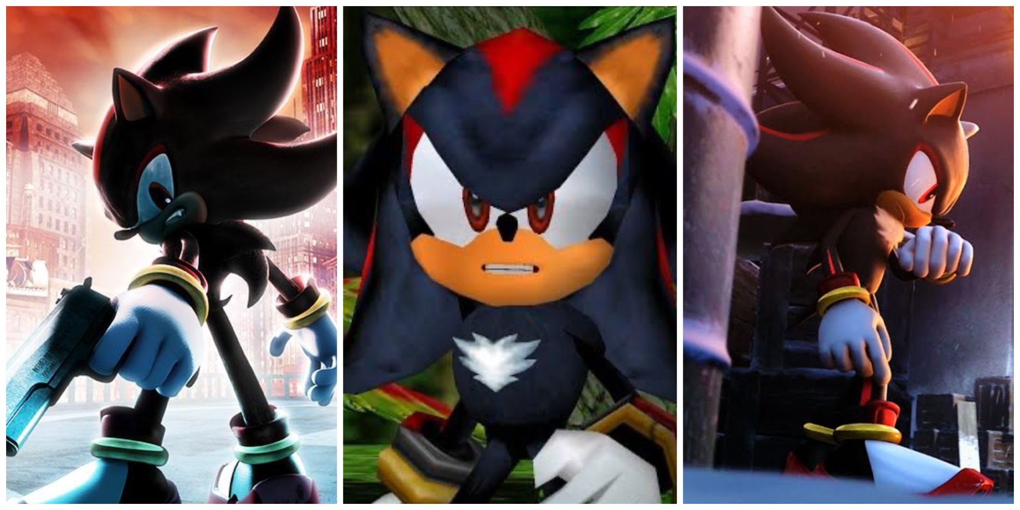 Shadow from his own game, shadow the hedgehog, Sonic adventure 2 and sonic '06