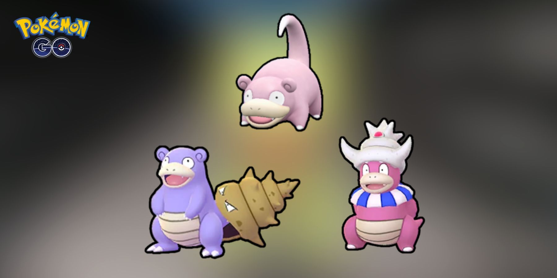 Shiny Slowpoke, Shiny Slowbro, and Shiny Slowking in Pokemon GO