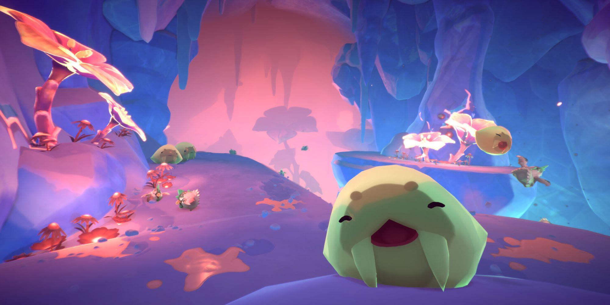 Several slimes that look like Walruses in Slime Rancher 2