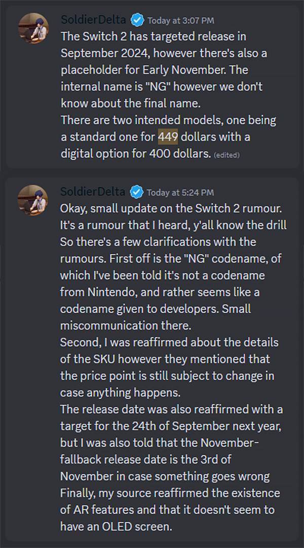 SoldierDelta The Snitchers Discord Server Switch 2 release date price tag leak