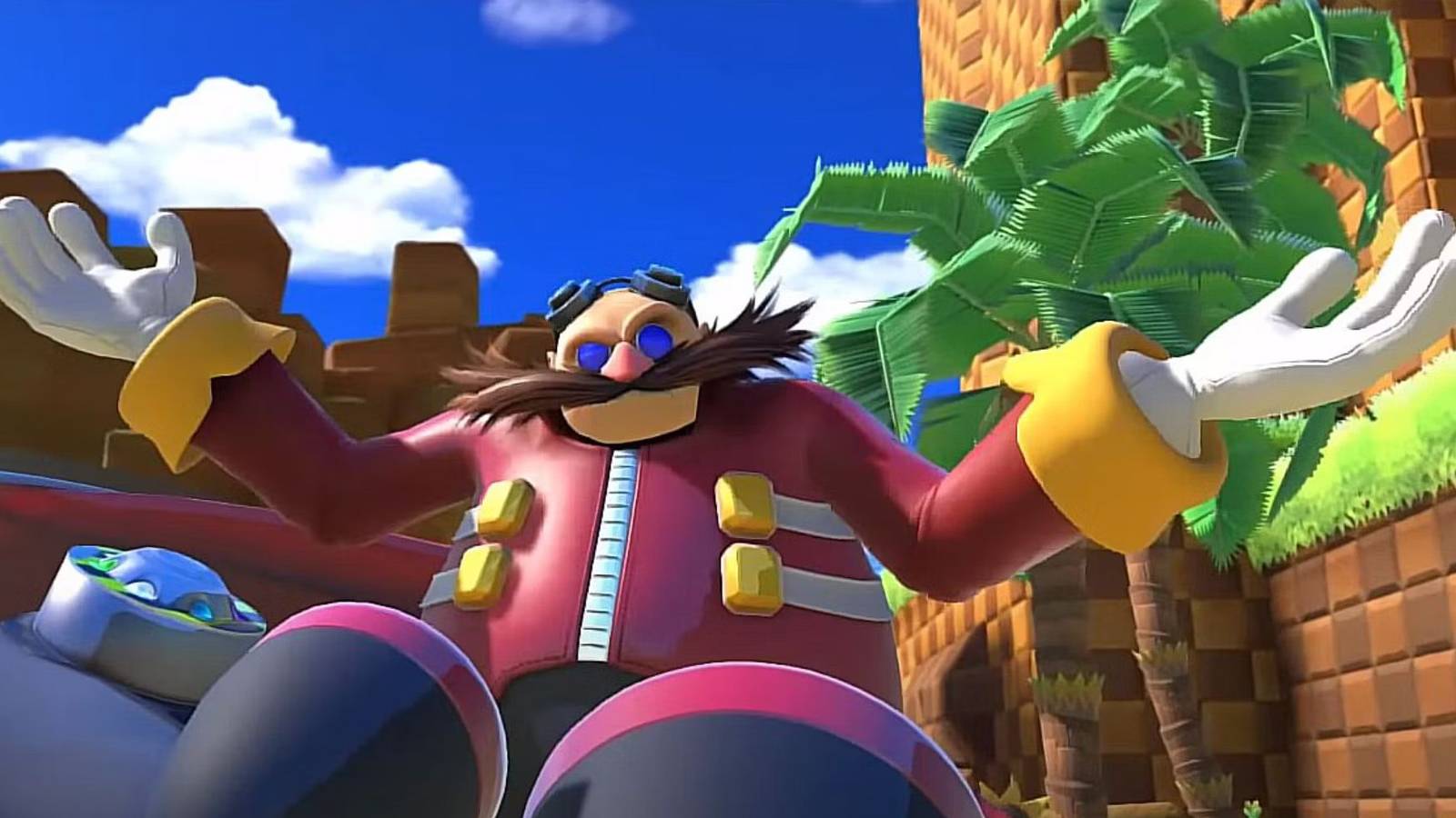 A screenshot of Dr. Eggman in his Egg Car from Sonic the Hedgehog.