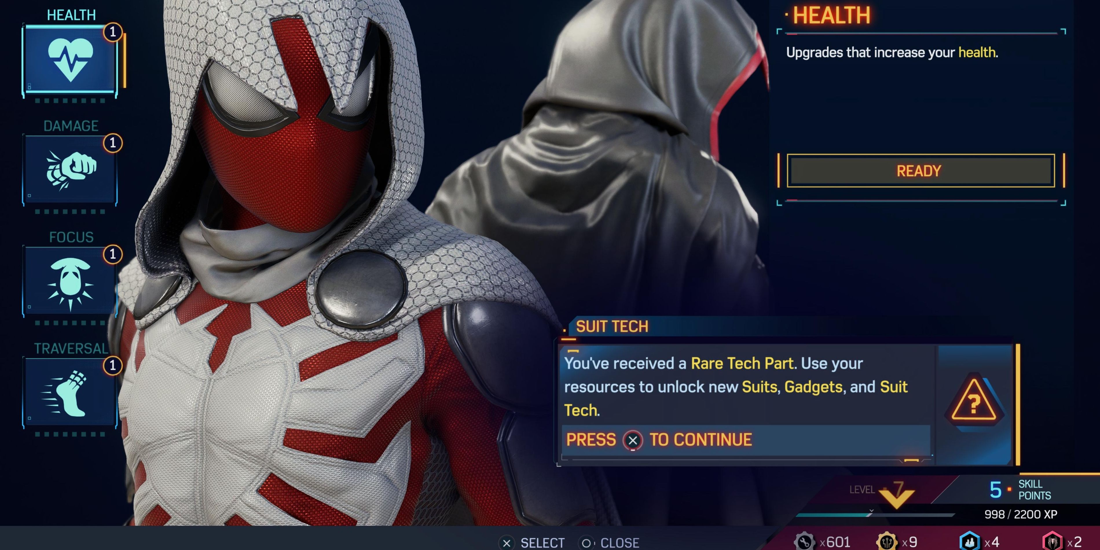 spider-man 2 how upgrade suits tech parts tokens