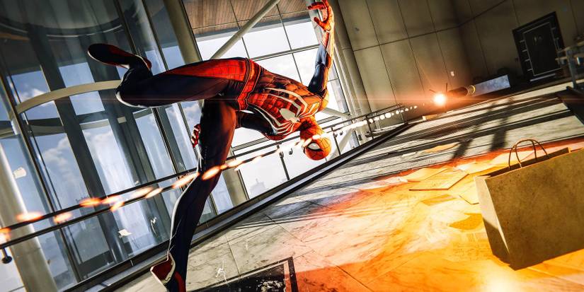 Spider-Man dodging a bullet