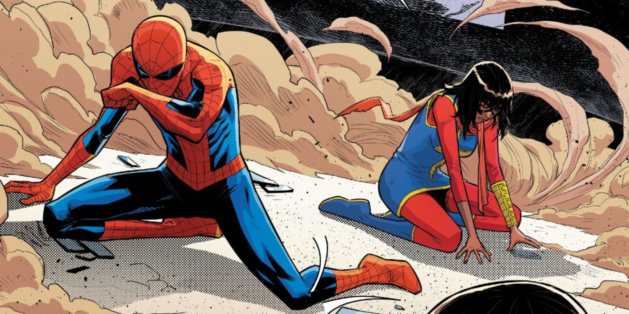 Spider-Man and Kamala Khan on the ground
