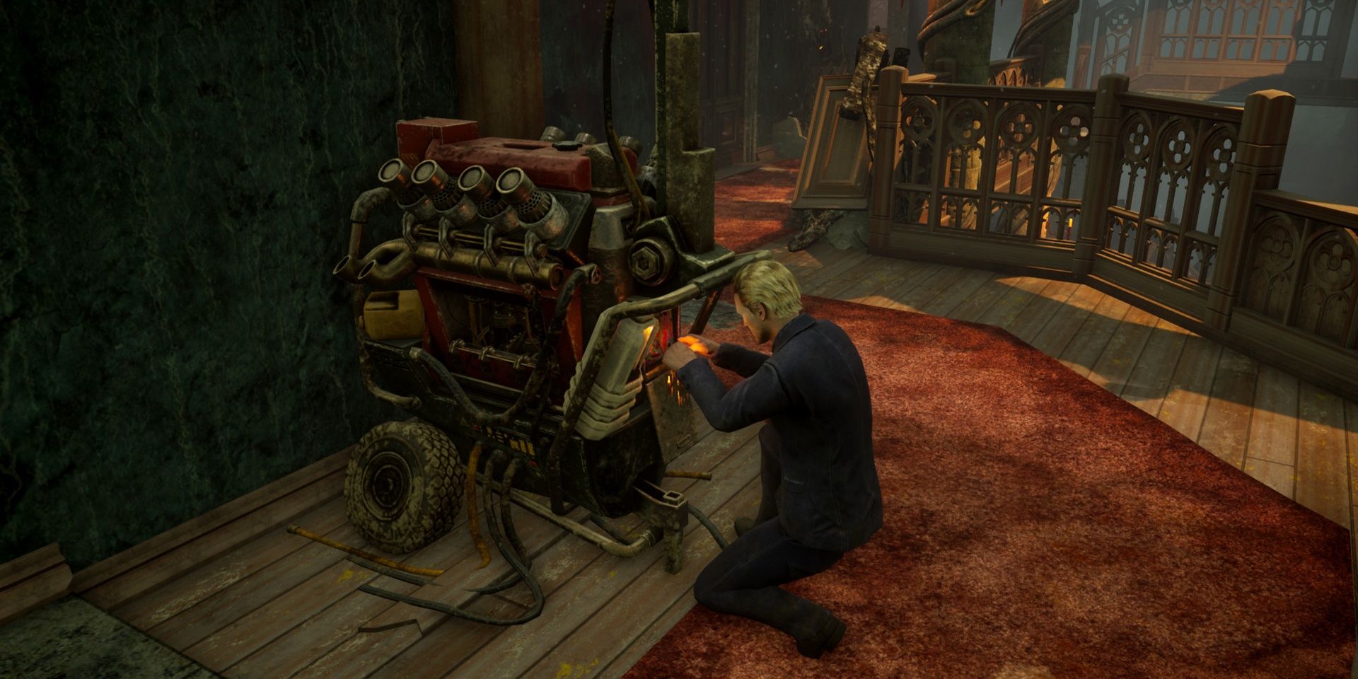 survivor working on generator