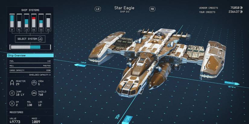 image showing the stats of star eagle in starfield.