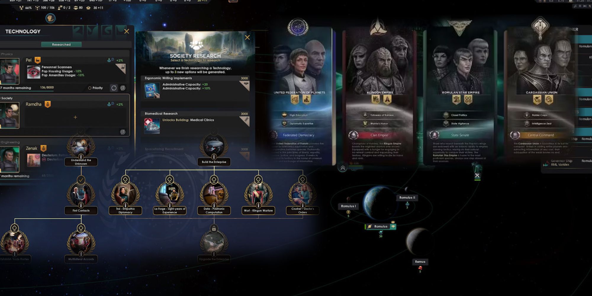 Star Trek Infinite faction choices skill tree galaxy overview