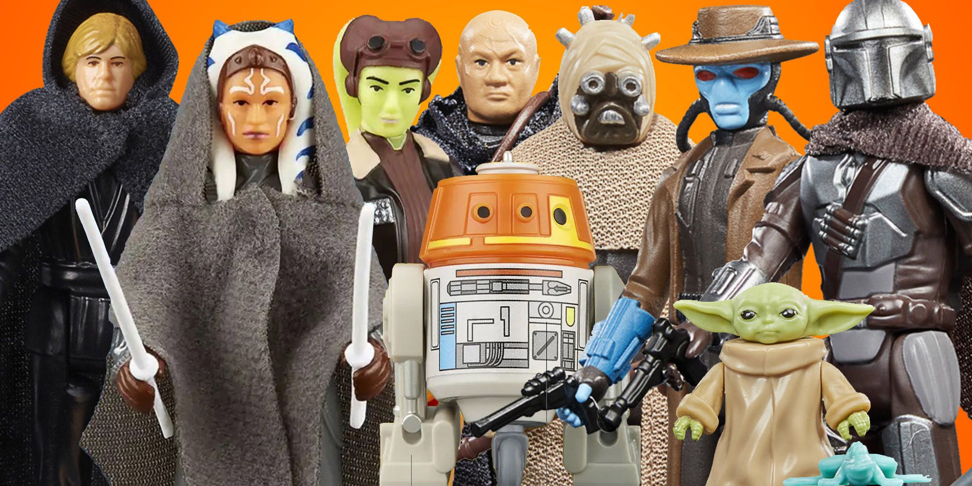 Hasbro Retro Collection figures featuring characters from Ahsoka and The Book of Boba Fett