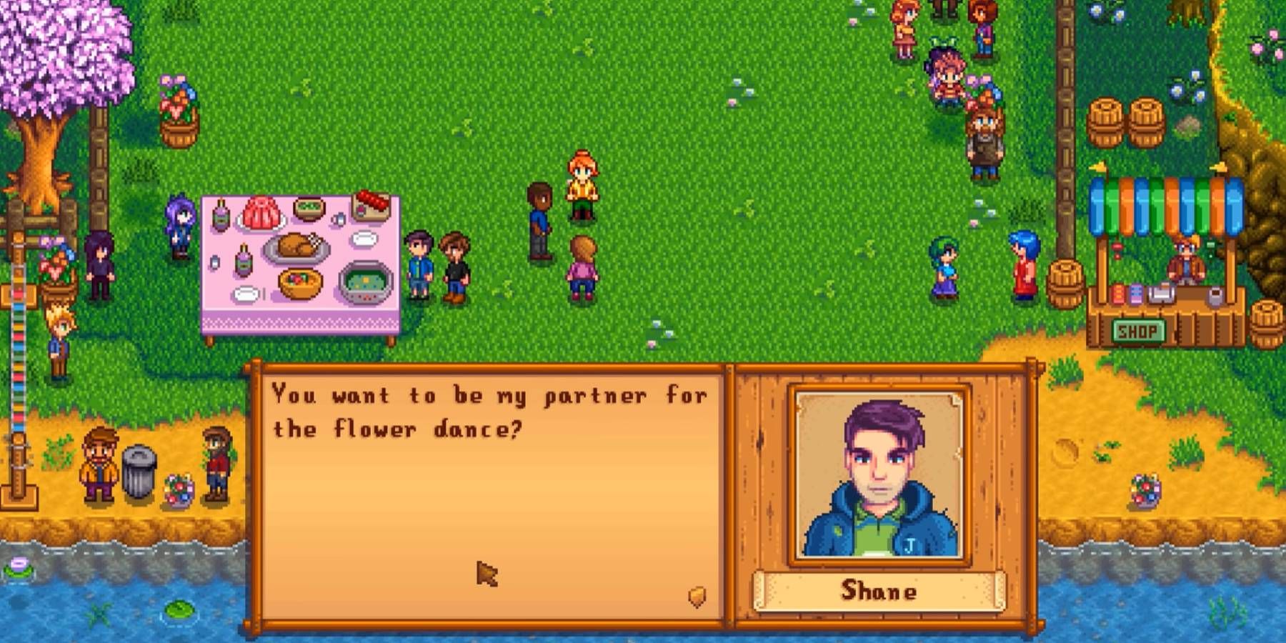 Asking Shane to the Flower Dance in Stardew Valley