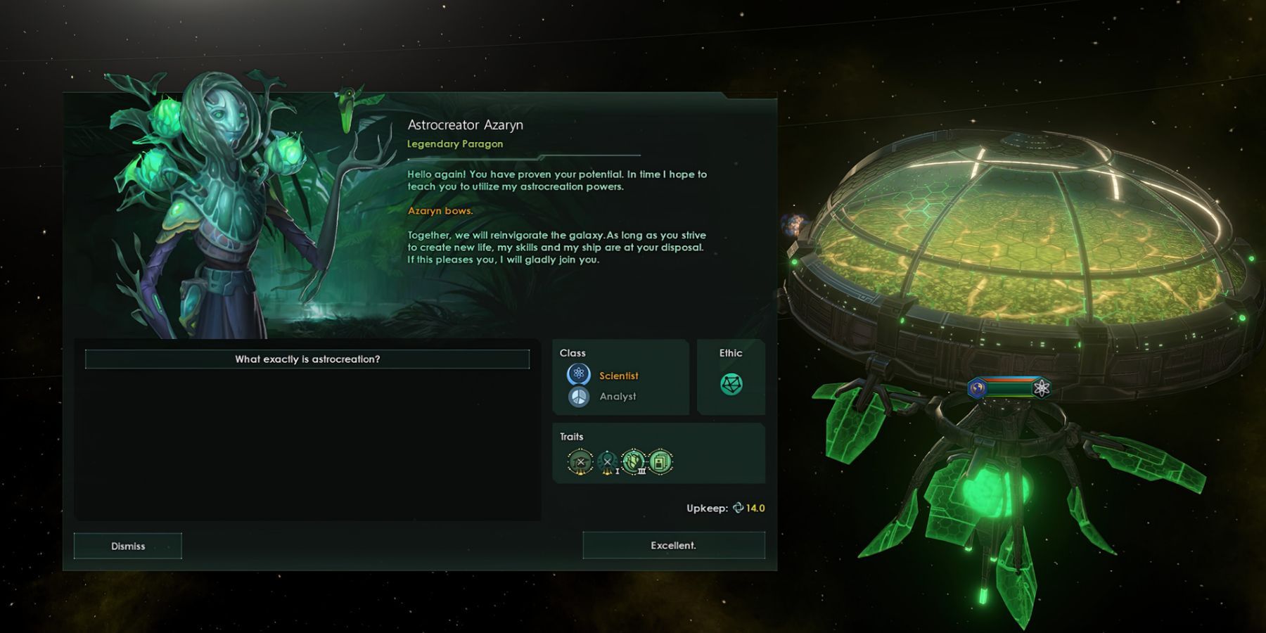 An in-game screenshot of Stellaris: Galactic Paragons