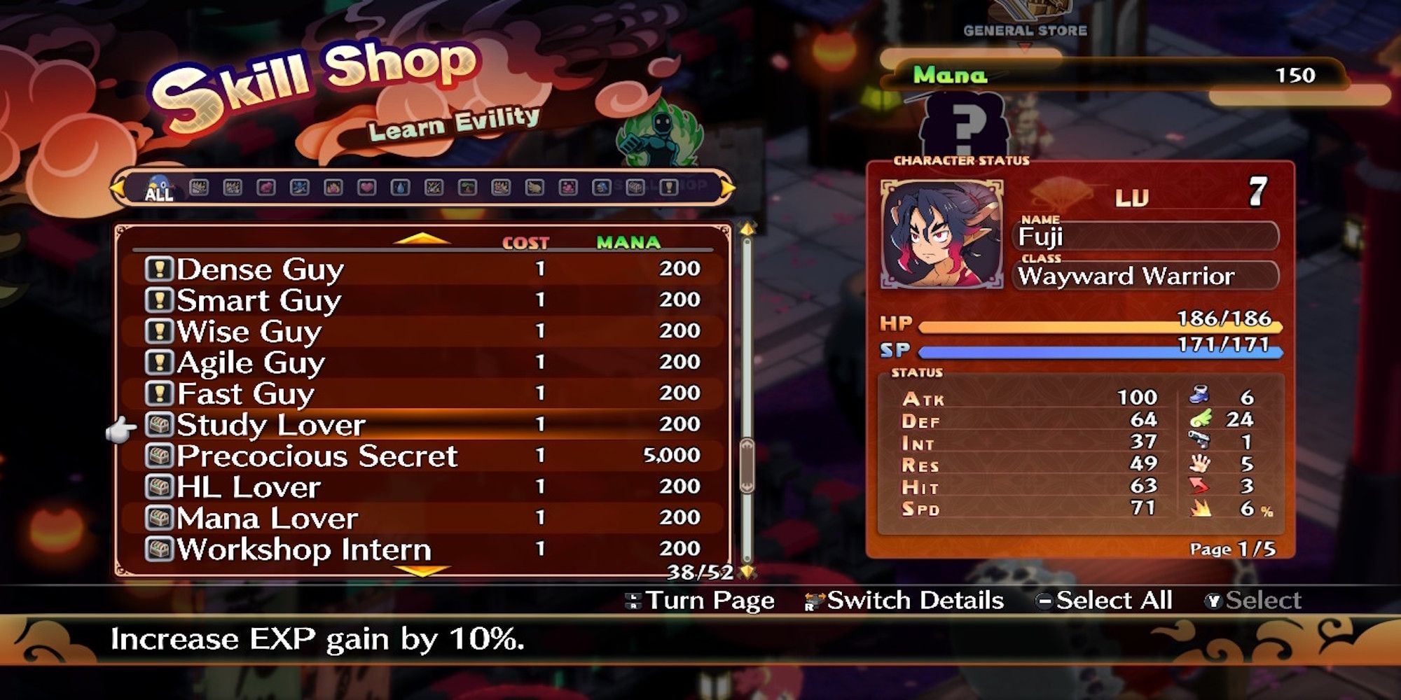 Study Lover Evility in Disgaea 7