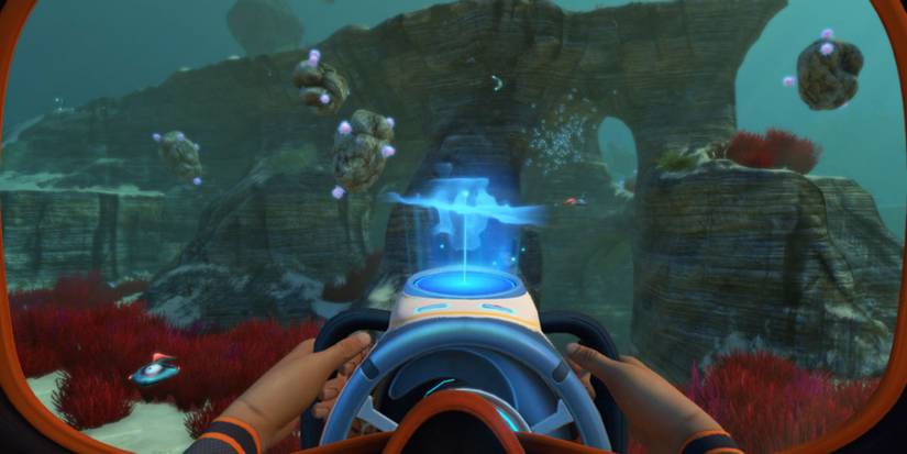 a player exploring an underwater valley