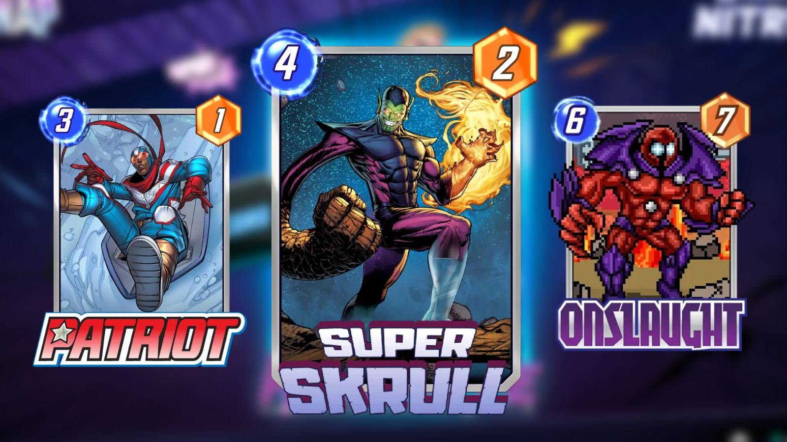 image showing the best cards for super skrull in marvel snap.