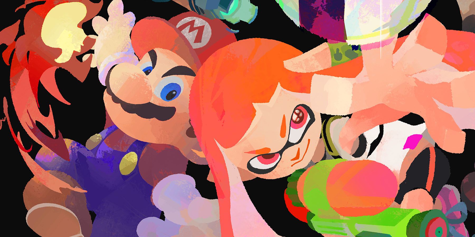 Super Smash Bros Ultimate Inkling Mario Poster art