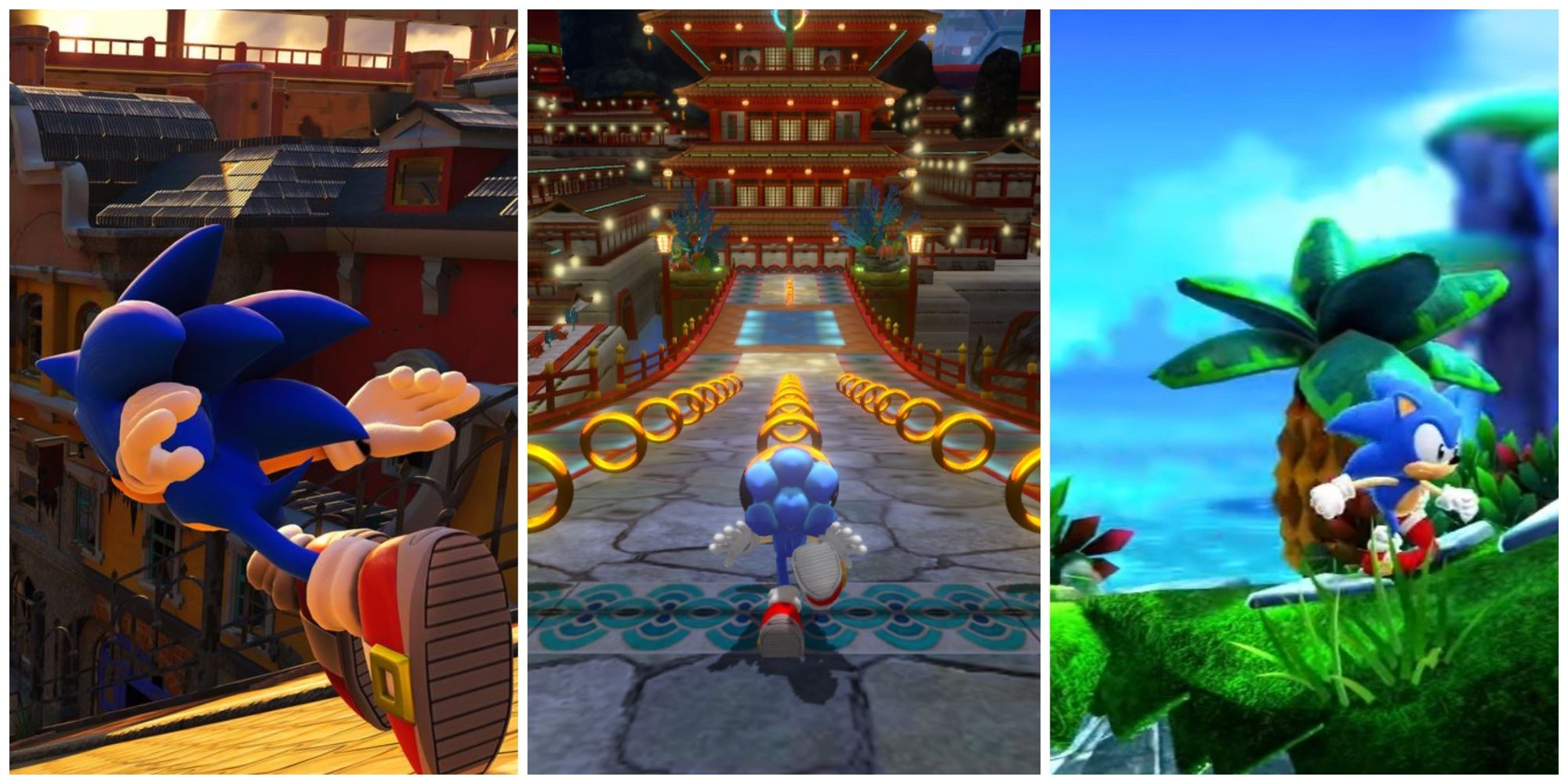 Sonic Forces, Colors and Superstars screenshots side by side