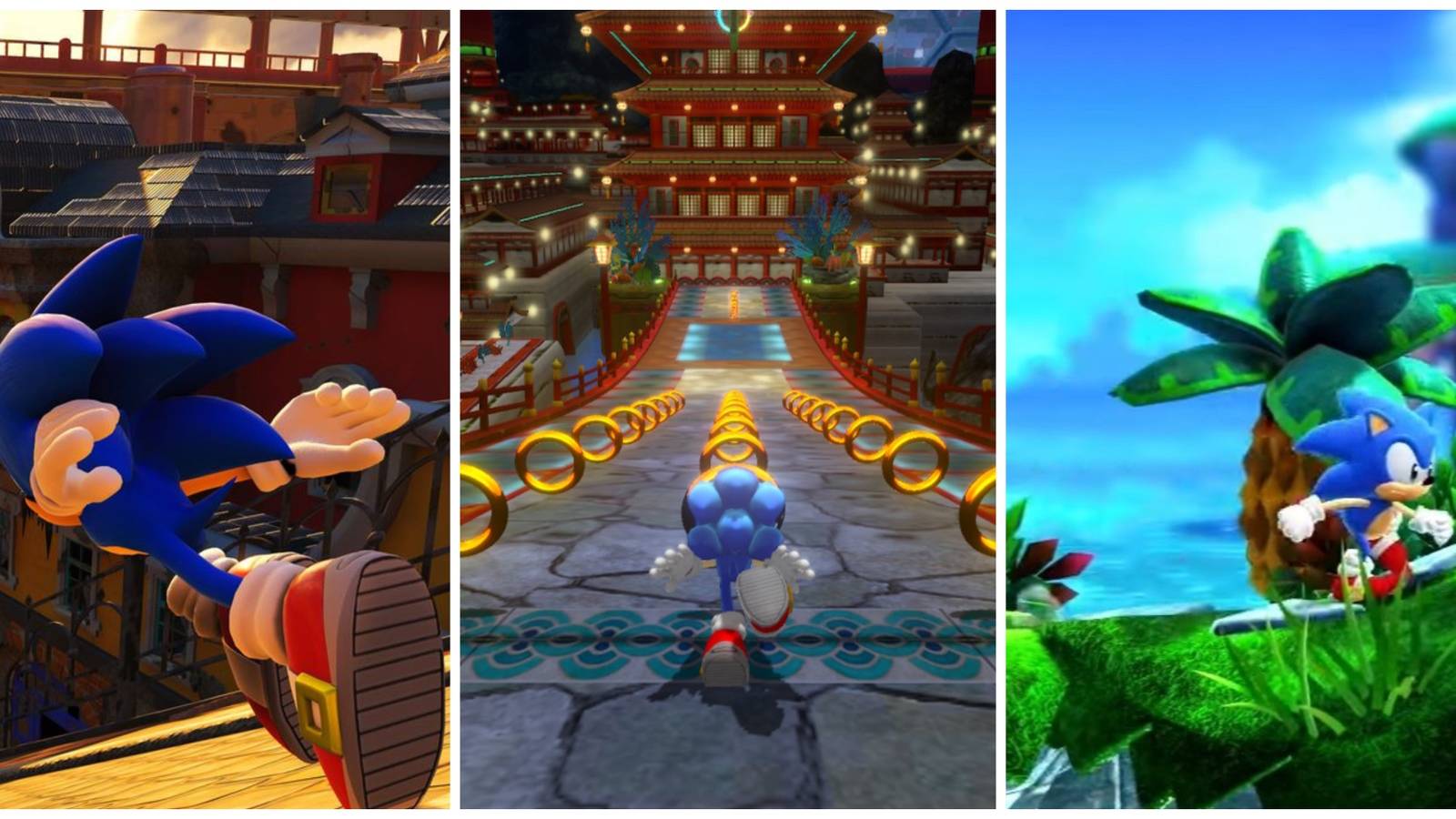 Sonic Forces, Colors and Superstars screenshots side by side