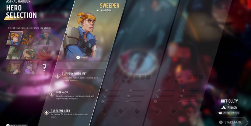 Sweeper in the hero selection screen of Endless Dungeon